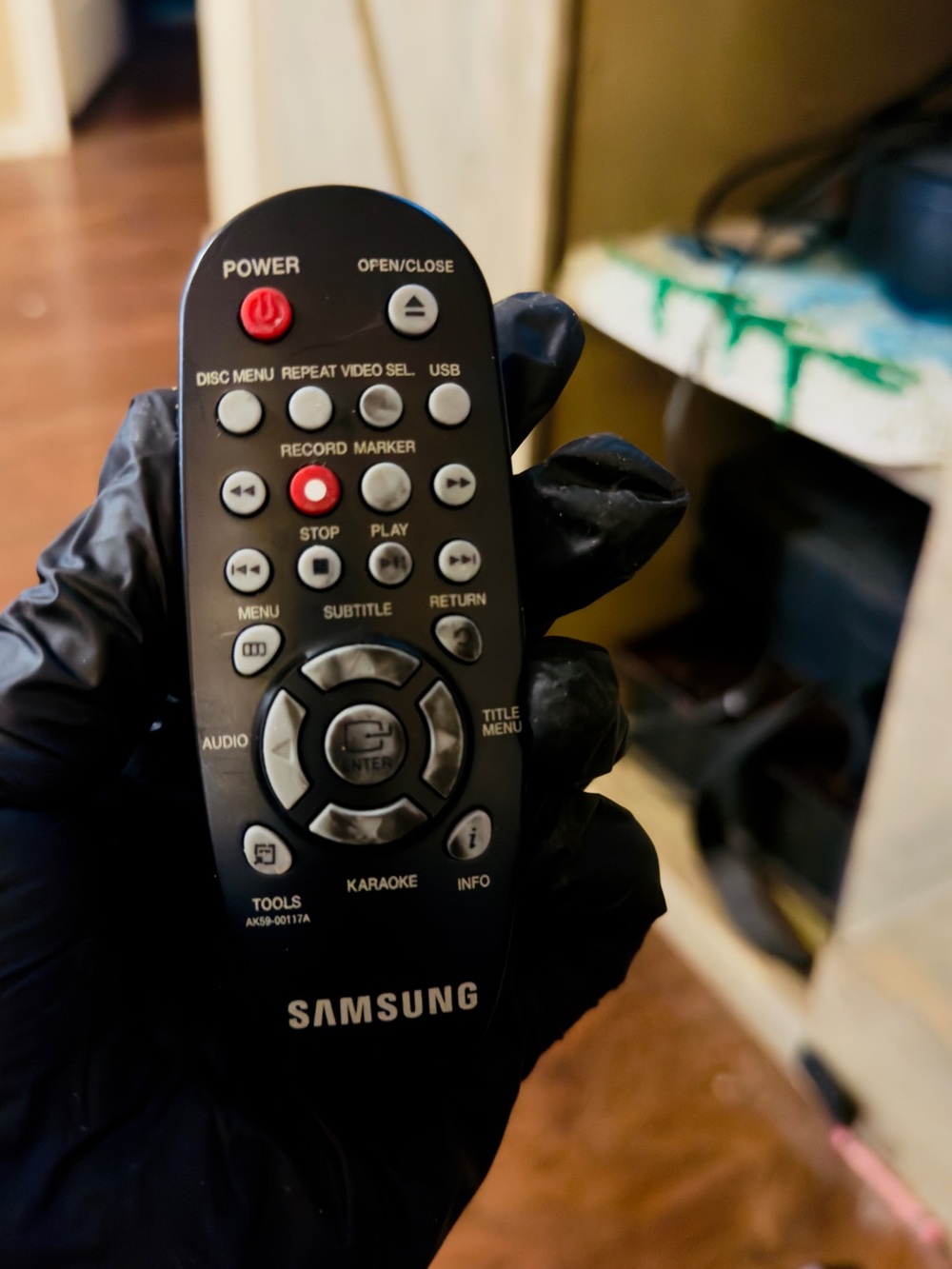 Samsung Black Remote Control with Gray and Red Buttons